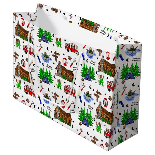 キャンピングアミッドウェストをテーマにした誕生日 ラージペーパーバッグ (正面アングル)