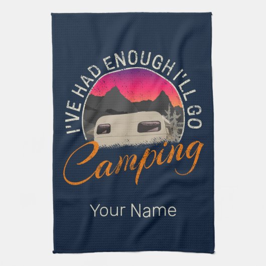 キャンピングアモーターホームヴィンテージデザインフォーバケーション キッチンタオル (縦)