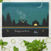 キャンピングアンダーザスターズモノグラム キッチンタオル (折り畳み)