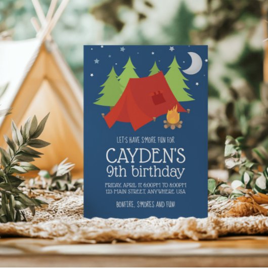 キャンピングアンドサモレス誕生日招待状 招待状