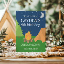 キャンピングアンドサモレス誕生日招待状