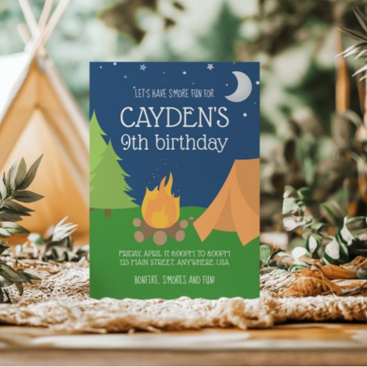 キャンピングアンドサモレス誕生日招待状 招待状