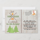 キャンピングウッドフランネルプレイドポストカード誕生日 招待状 (正面)