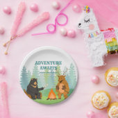 キャンピングウッドランドアニマルズベビーシャワー ペーパープレート (パーティー)