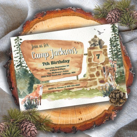 キャンピングウッドランドナショナルパーク誕生日 招待状