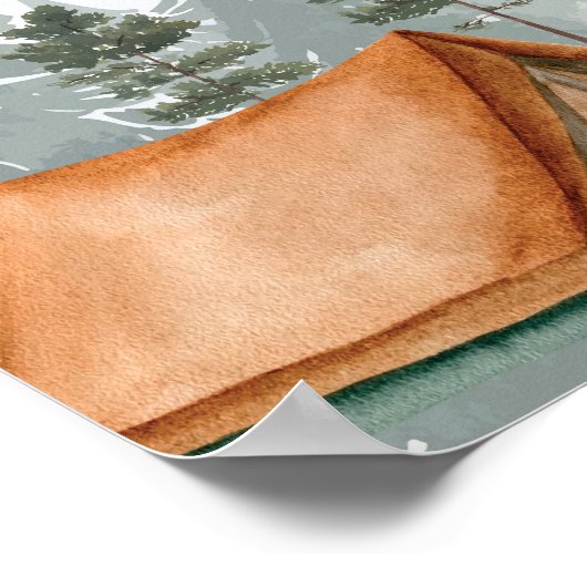 キャンピングウッドランドファースト誕生日マイルストーンサイン ポスター (角)