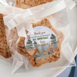 キャンピングウッドランドラベル誕生日ベビーシャワー ラウンドシール