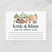 キャンピングウッドランド動物アドバイスベビーシャワー エンクロージャーカード (正面)