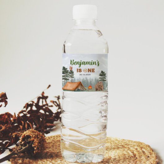 キャンピングウッドランド誕生日ウォーターボトルラベル ペットボトルラベル