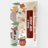 キャンピングウ素朴ッドシーキャンプグラウンド誕生日 横断幕 (縦)