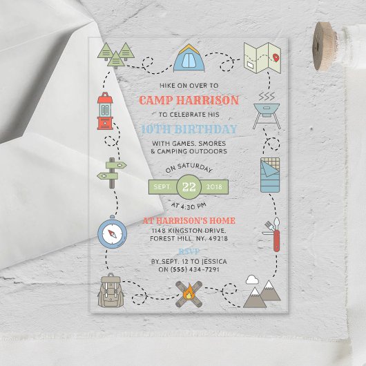 キャンピングエイジバースデーパーティー アクリル招待状