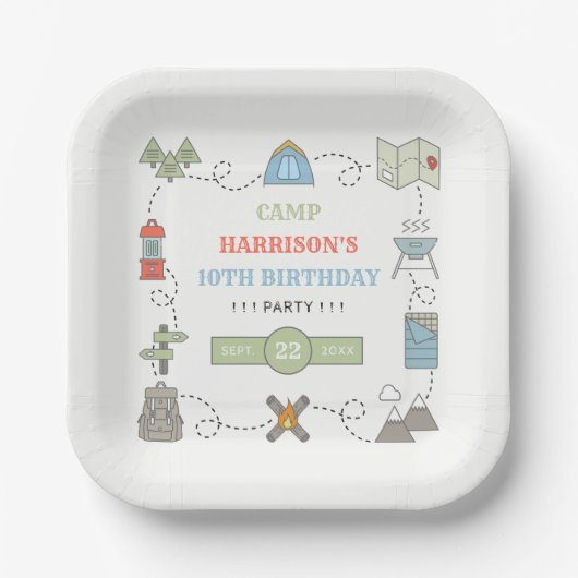 キャンピングエイジバースデーパーティー ペーパープレート (正面)