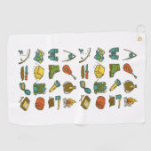 キャンピングエ数々のレメント色 ゴルフタオル (横)