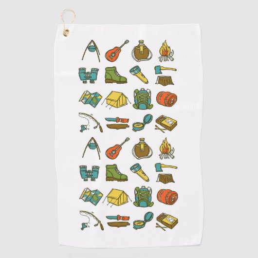 キャンピングエ数々のレメント色 ゴルフタオル (正面)