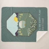 キャンピングカップルアウトドアキャンプトレーラパーソナライズされた シェルパブランケット (正面(横))