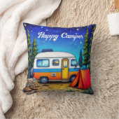 キャンピングカンパーバンウォーターカラー自然 クッション (ブランケット)