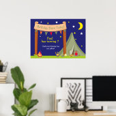 キャンピングカーのカーキグリーン誕生日 ポスター (ホームオフィス)