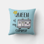 キャンピングカーのキャンプのおもしろいなRVingのライフスタイルの枕青 クッション (裏面)