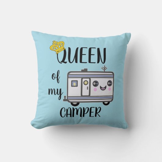 キャンピングカーのキャンプのおもしろいなRVingのライフスタイルの枕青 クッション (正面)