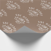 キャンピングカーのミニマルな茶色の誕生日が1つ ラッピングペーパー (角)