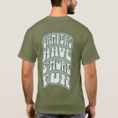 キャンピングカーS'moreおもしろいグルーヴィレトロキャンピングシャツ Tシャツ (裏面)