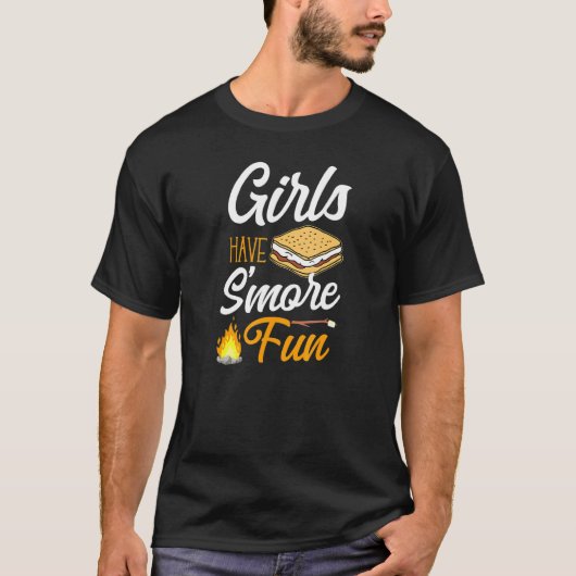 キャンピングガールズキャンプファイヤーマーシュマロ Tシャツ (正面)