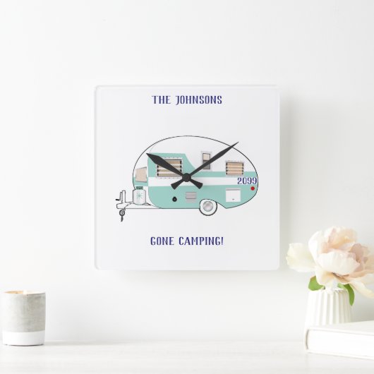キャンピングキャンパーRVトレーラーアクリルウォールクロック スクエア壁時計 (ホーム)