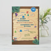 キャンピングキャンプアウトテントバースデーパーティー 招待状 (スタンド正面)