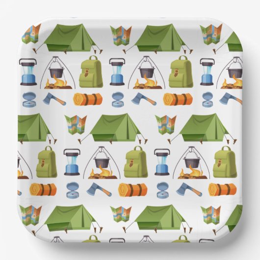 キャンピングキャンプテンバースデーパーティー ペーパープレート (正面)