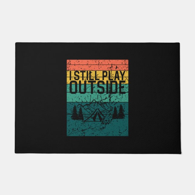 キャンピングキャンプファイアテントレトロ ドアマット (正面)