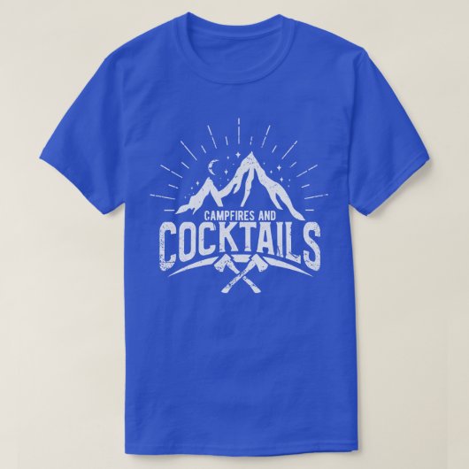 キャンピングキャンプファイヤーとカクテル1 Tシャツ (デザイン正面)