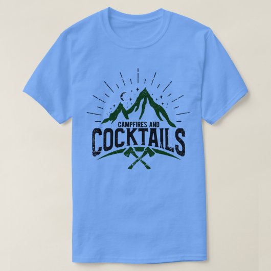 キャンピングキャンプファイヤーとカクテル1 Tシャツ (デザイン正面)