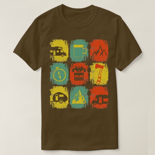 キャンピングキャンプ物レトロ2 Tシャツ (デザイン正面)