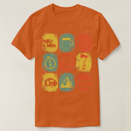 キャンピングキャンプ物レトロ3 Tシャツ (デザイン正面)