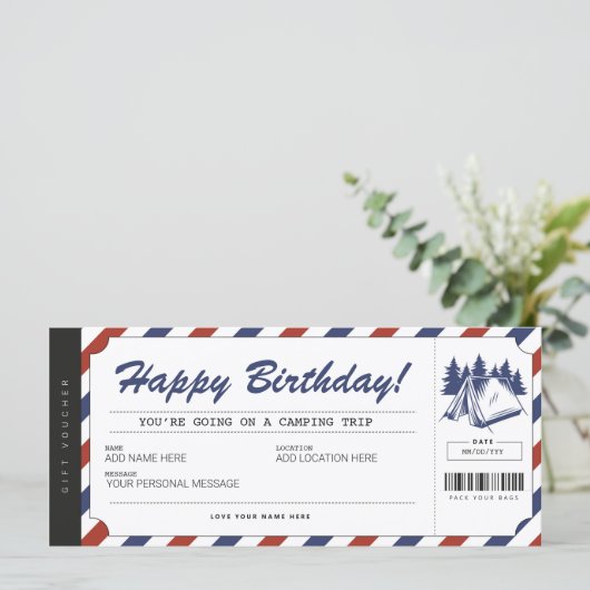 キャンピングギフトバウチャーサマーキャンプ証明書 (スタンド正面)