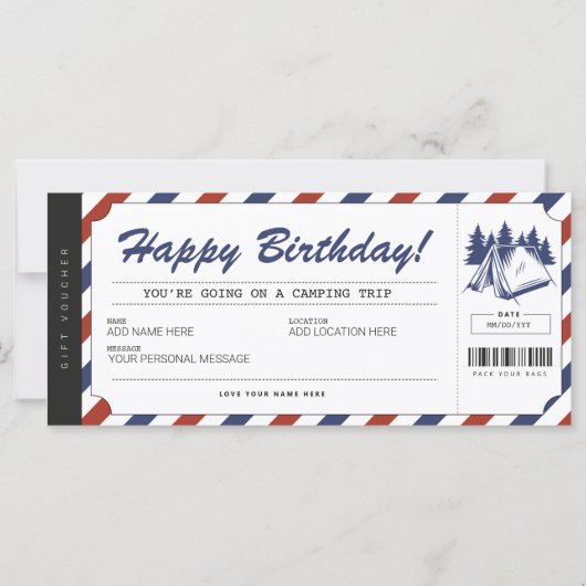 キャンピングギフトバウチャーサマーキャンプ証明書 (正面)
