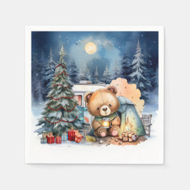 キャンピングクリスマスをテーマにしたキャンピングカー スタンダードカクテルナプキン