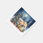 キャンピングクリスマスをテーマにしたキャンピングカー スタンダードカクテルナプキン (角)