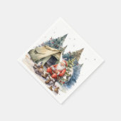 キャンピングクリスマスをテーマにしたキャンピングカー スタンダードカクテルナプキン (角)