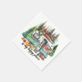 キャンピングクリスマスをテーマにしたキャンピングカー スタンダードカクテルナプキン (角)