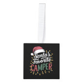 キャンピングクリスマスサンタお気に入りのカンパーギフト キューブオーナメント (正面)