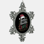 キャンピングクリスマスサンタお気に入りのカンパーギフト スノーフレークピューターオーナメント (左)
