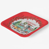 キャンピングクリスマステーマ ペーパープレート (傾斜あり)