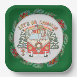 キャンピングクリスマステーマ ペーパープレート