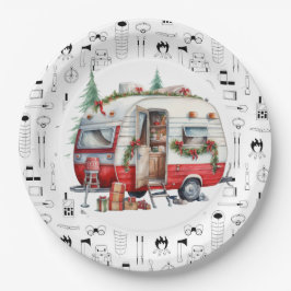 キャンピングクリスマステーマ ペーパープレート