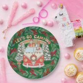 キャンピングクリスマステーマ ペーパープレート (パーティー)