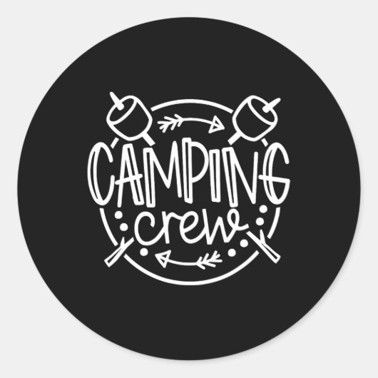 キャンピングクルーキャンプファイアーサマーキャンプバケーションファミリー ラウンドシール (正面)