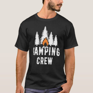キャンピングクルー焚き火キャンプファイアーサマーハイキングギア Tシャツ
