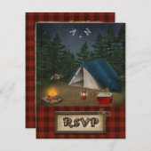 キャンピンググランプ魚釣りウェディングRSVPカード 出欠カード (正面/裏面)