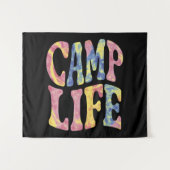 キャンピングサマーガールズキャンプライフタイダイレトロ タペストリー (正面(横))
